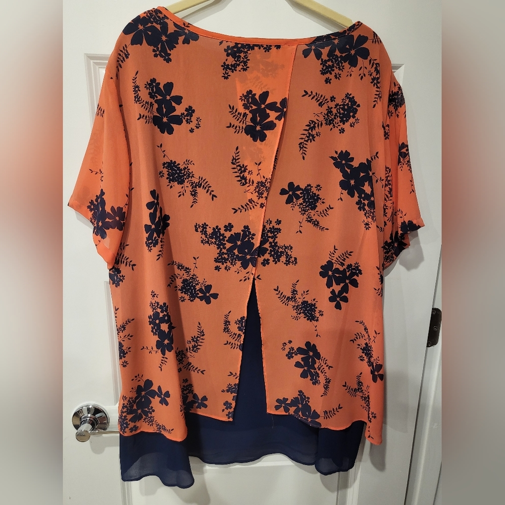 MICHAEL Michael Kors Navy Blue Sheer Tie-Front Blouse - Picture 5 of 5